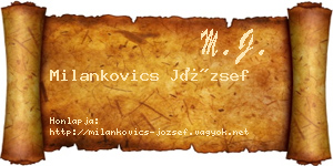 Milankovics József névjegykártya